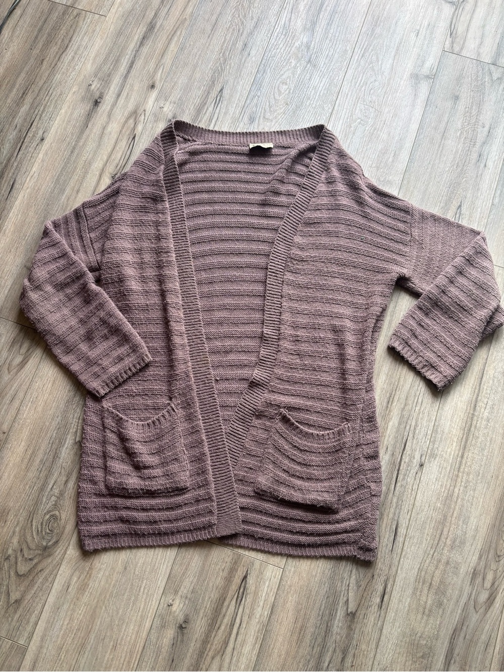 Women’s Open-Front Mauve Knit Cardigan Sweater